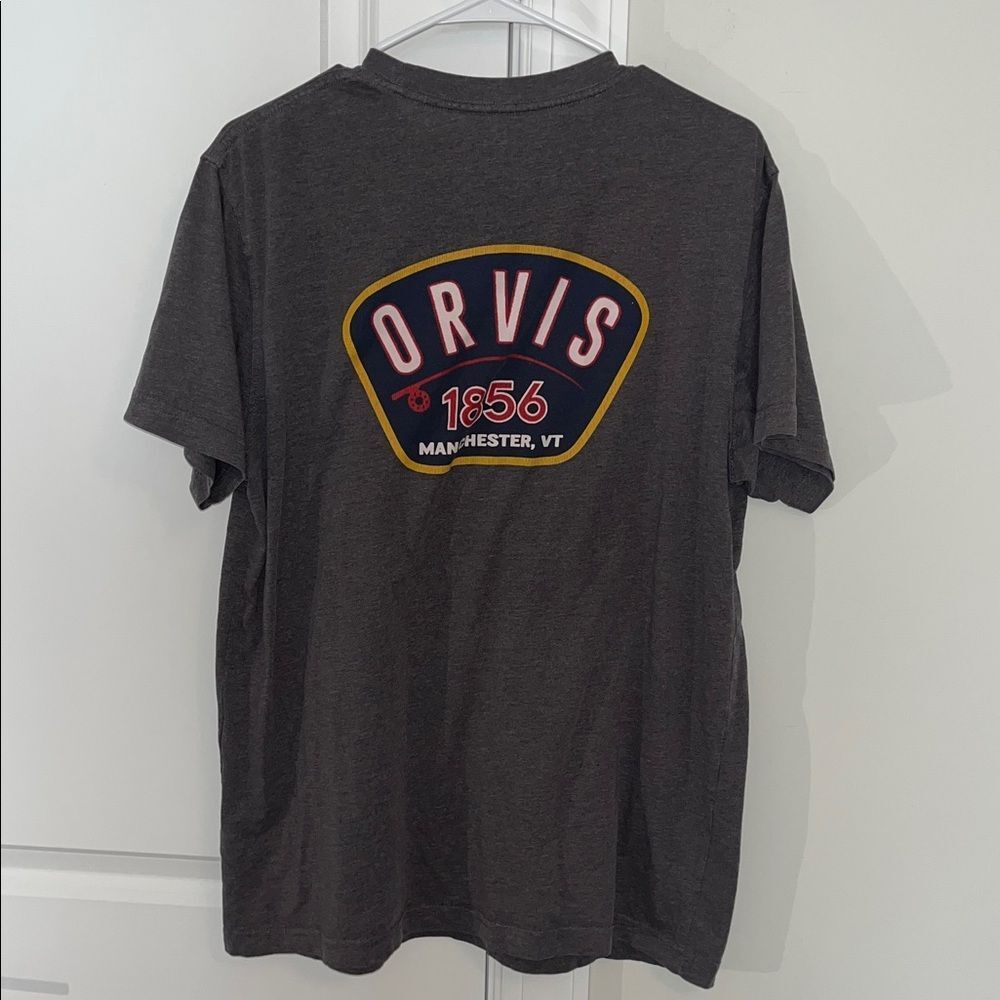Fly fishing men’s Orvis Trout Fan Protect & Conserve Gray T shirt M soft w/spots
